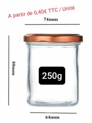 Bocal 180ml rond sans rebord (250g) - Carton 105 unités
