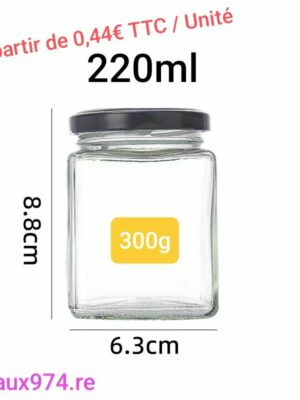 Bocal 200ml carré (300g) - Carton 105 unités