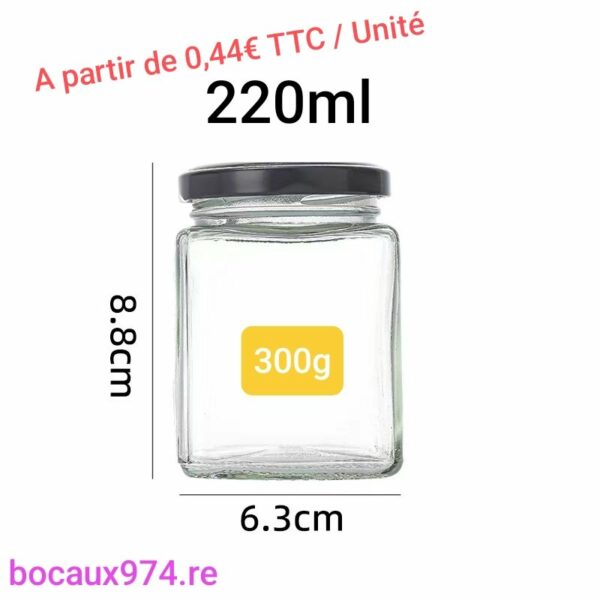 Bocal 200ml carré (300g) - Carton 105 unités