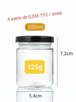 Bocal 100ml rond élégant (125g) - Carton 162 unités