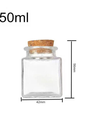 Bocal 50ml carré (liège) - Carton 218 unités