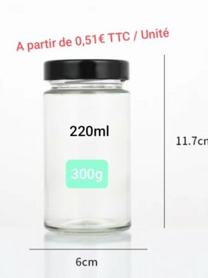 Bocal 220ml élégant (300g) - Carton 105 unités