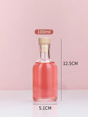 Bouteille 100ml ronde - Bouchon liège- Carton 120 unités
