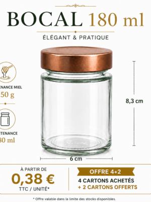 Bocal 180ml élégant (250g) - OFFRE 4+2 OFFERTS