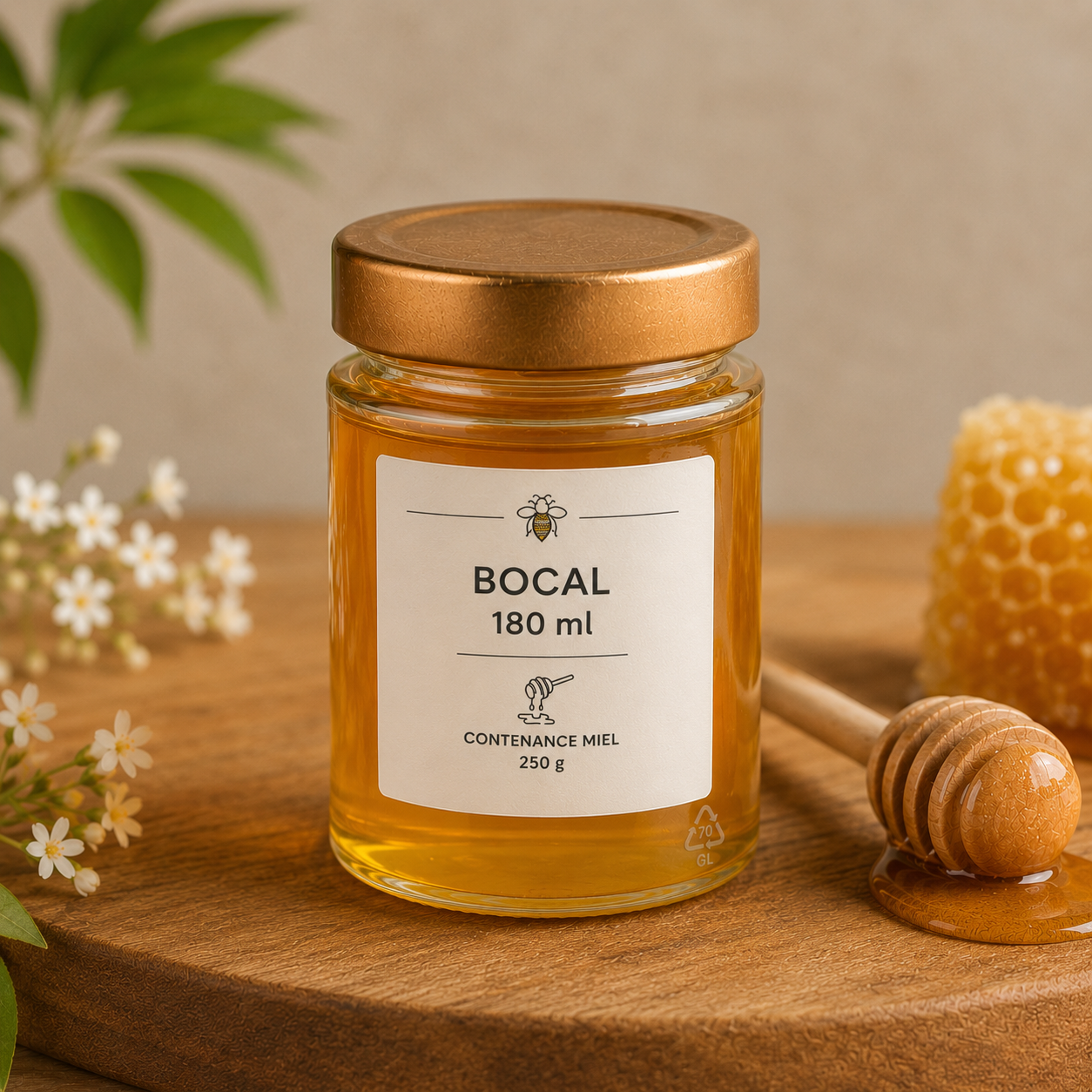 Bocal 180ml - 250g capsule large confiture étiquette fraicheur