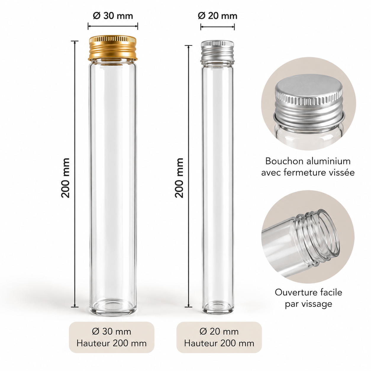 tubes dimensions 20cm